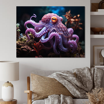 Purple Octopus Mystical Encounter - Purple Octopus Wall Art